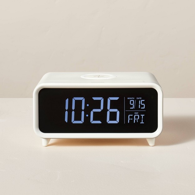 Digital Alarm Clock With Wireless Charging Cream black With Magnolia