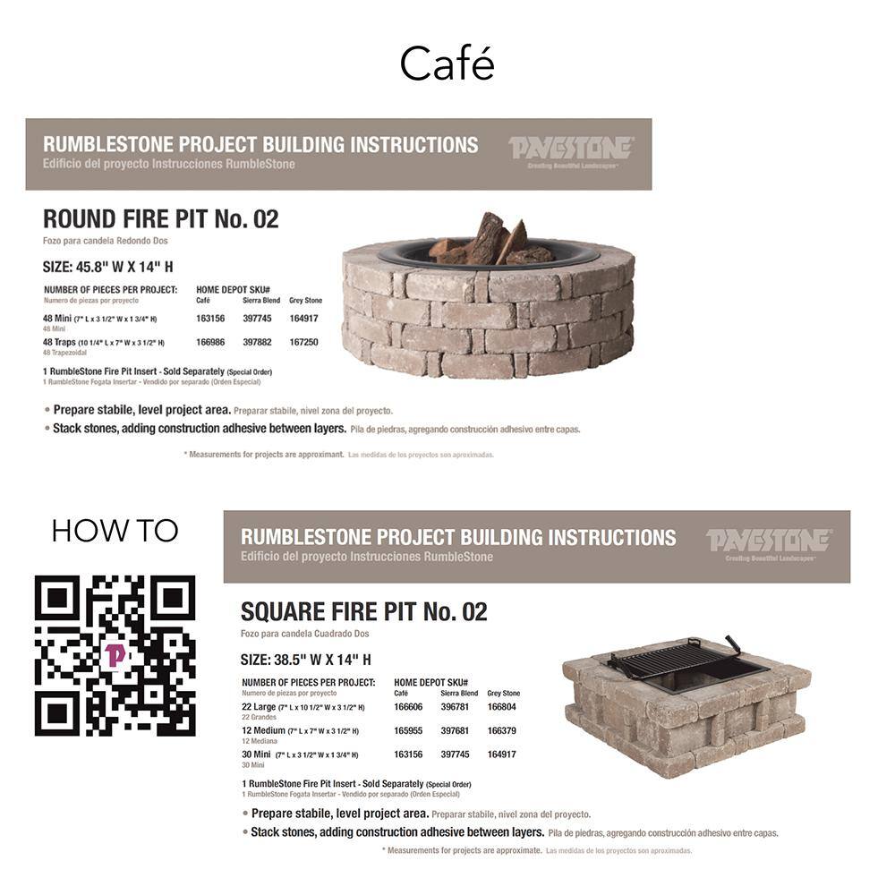 Pavestone RumbleStone 38.5 in. x 21 in. Square Concrete Fire Pit Kit No. 5 in Cafe RSK50769