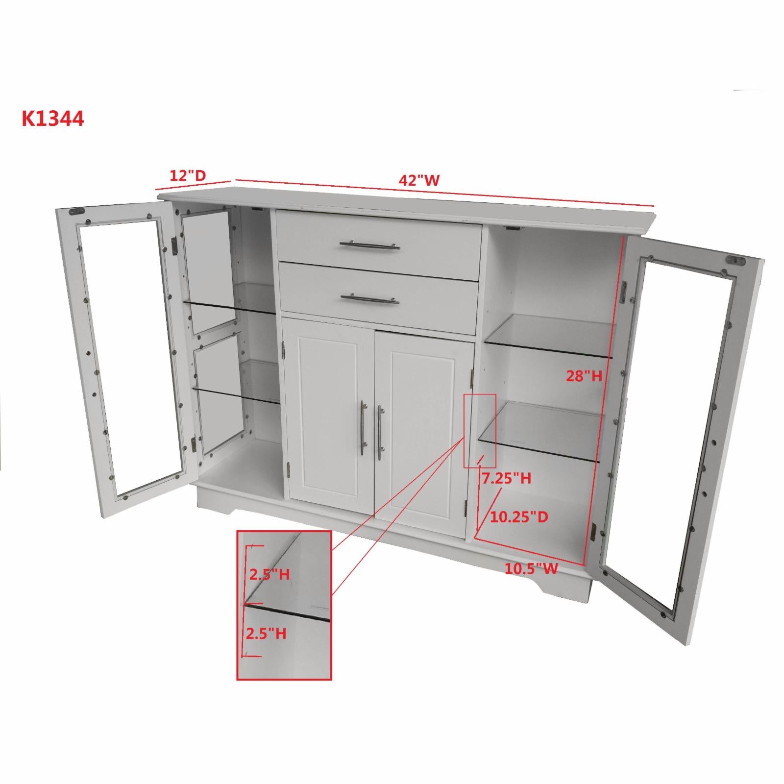 Kandamp;B Furniture White Wood 4 Door Kitchen Storage Cabinet