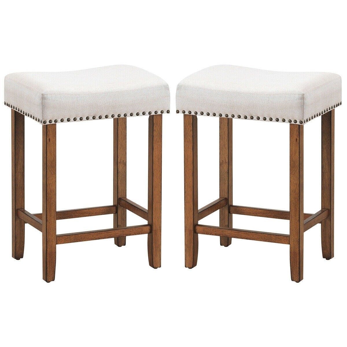 Set of 2 Nailhead Saddle Bar Stools 24