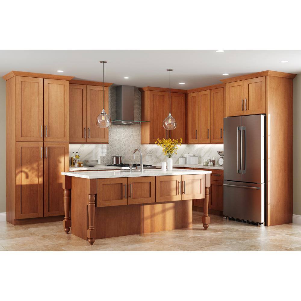 Home Decorators Collection Hargrove Assembled 20x30x12 in. Plywood Shaker Wall Angle Corner Kitchen Cabinet Soft Close Left in Stained Cinnamon WA2430L-HCN