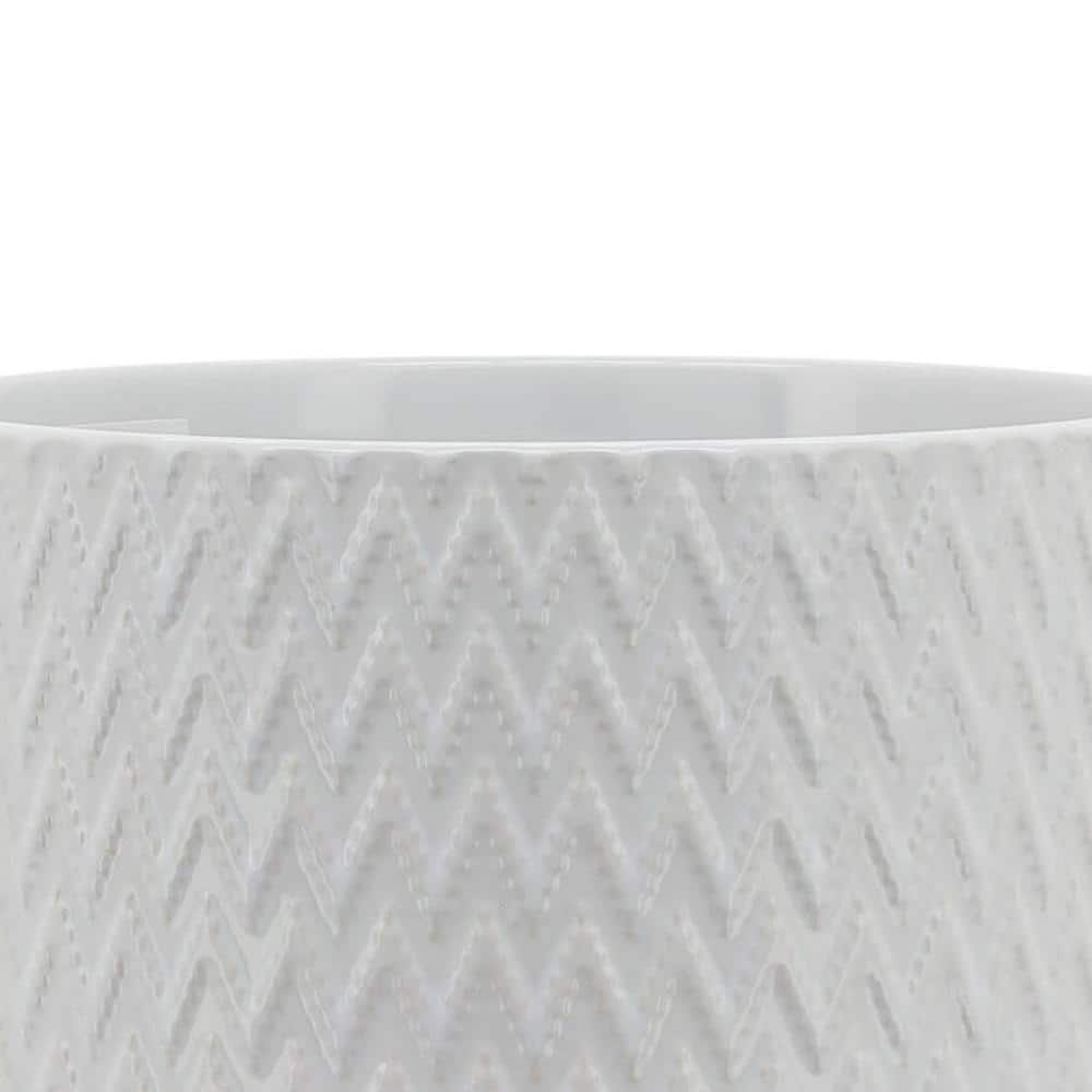 Chevron 8 in. L x 8 in. W x 10 in. H White IndoorOutdoor Ceramic Planter Individual Pots XT-B079106863