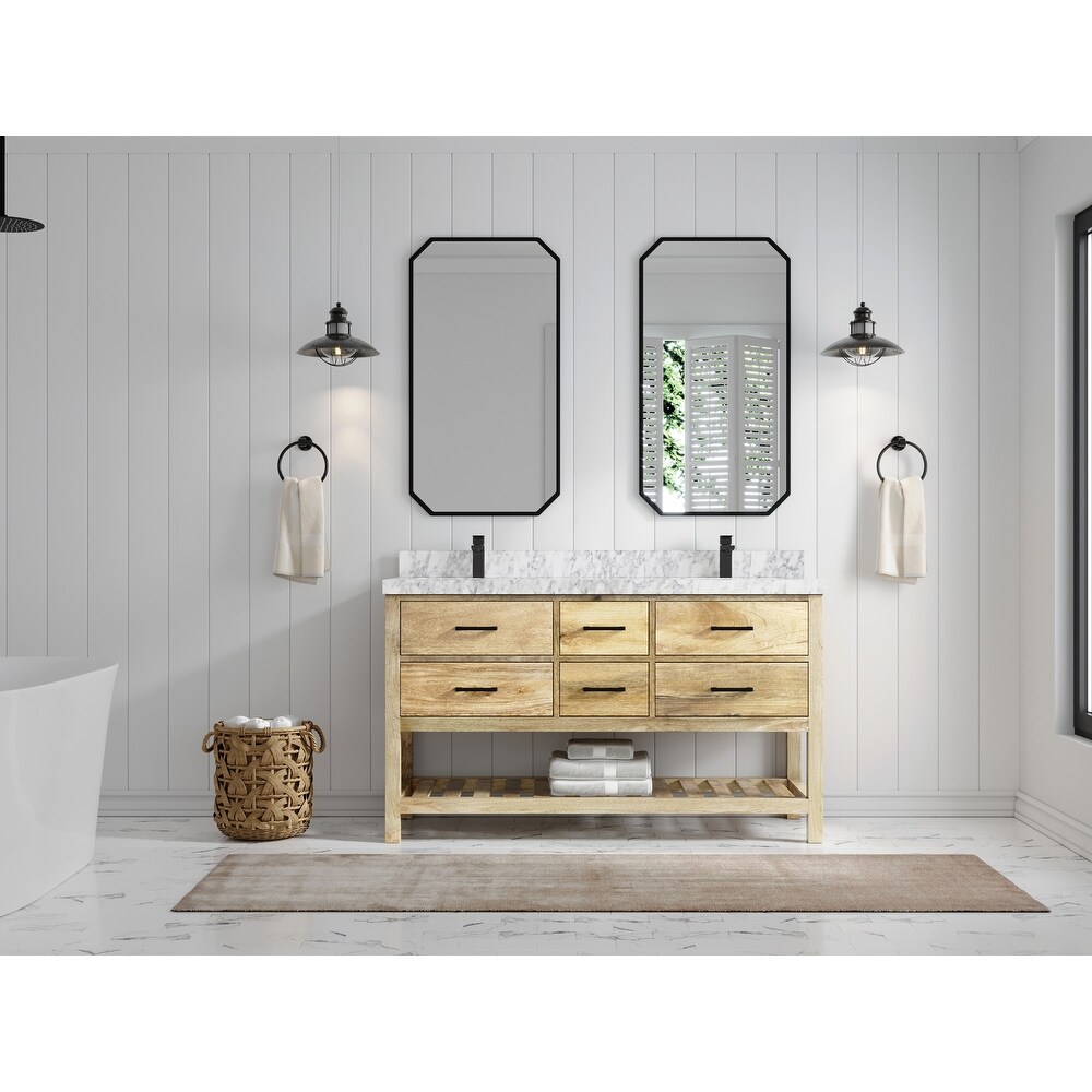 Willow Collections 60 in. W x 22 in. D Parker Mango Double Sink Bathroom Vanity with Countertop