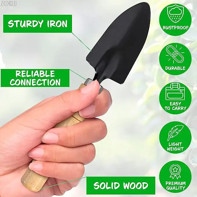 And Meat Planting Tools Shovel Rake Trowel Wood Handle Small Gardening Flower Indoor Kids Garden Tools Set