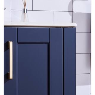 VC CUCINE 24 in. W x 17.7 in. D x 31.8 in. H Small Bathroom Vanity in Blue with White Ceramic Top US01SL-MZG61E-470-3