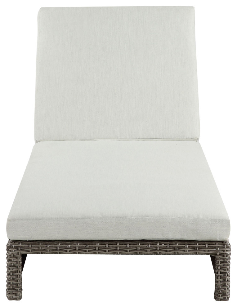 ACME Salena Patio Sun Lounge in Beige Fabric  ampGray Finish   Tropical   Outdoor Lounge Chairs   by Acme Furniture  Houzz