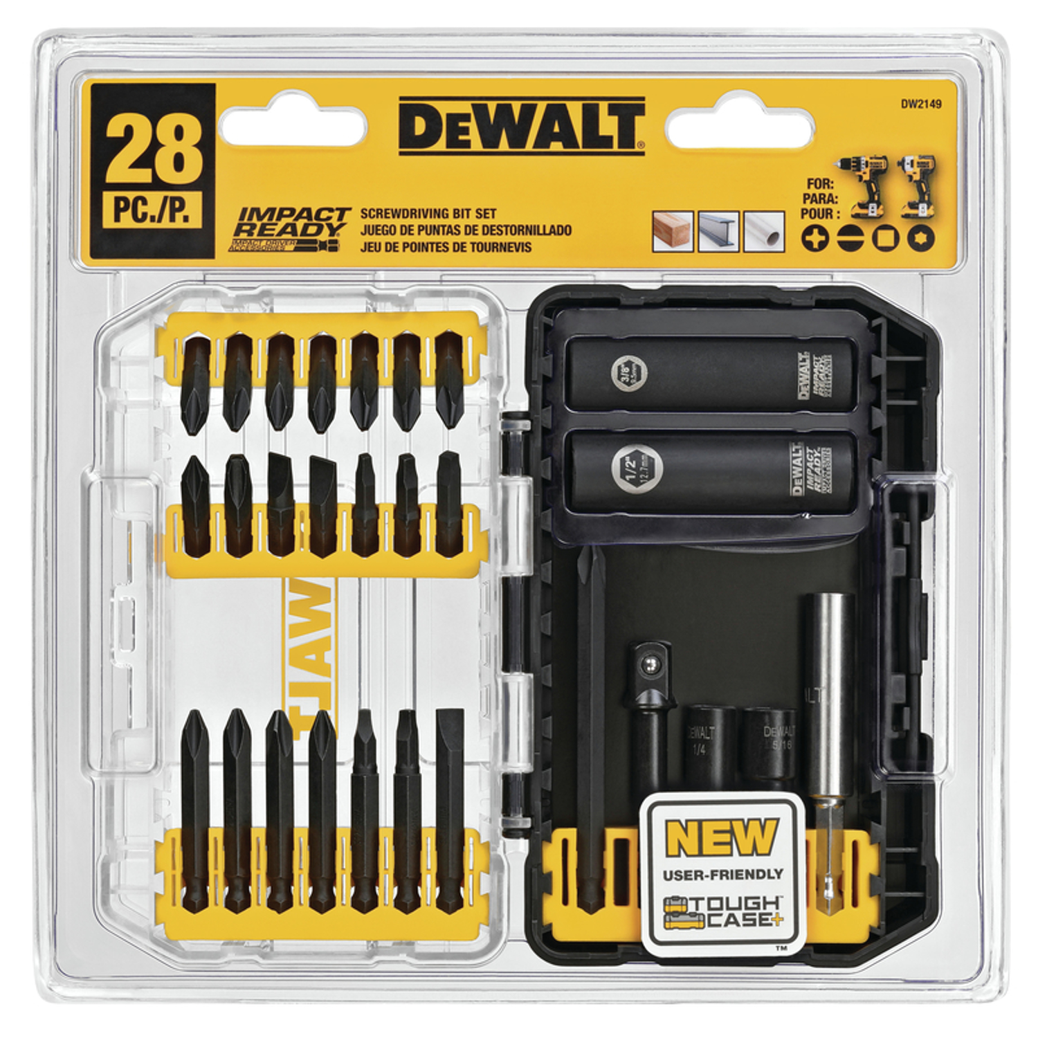 DW Impact Ready Screwdriving Bit Set Heat-Treated Steel 28 pc