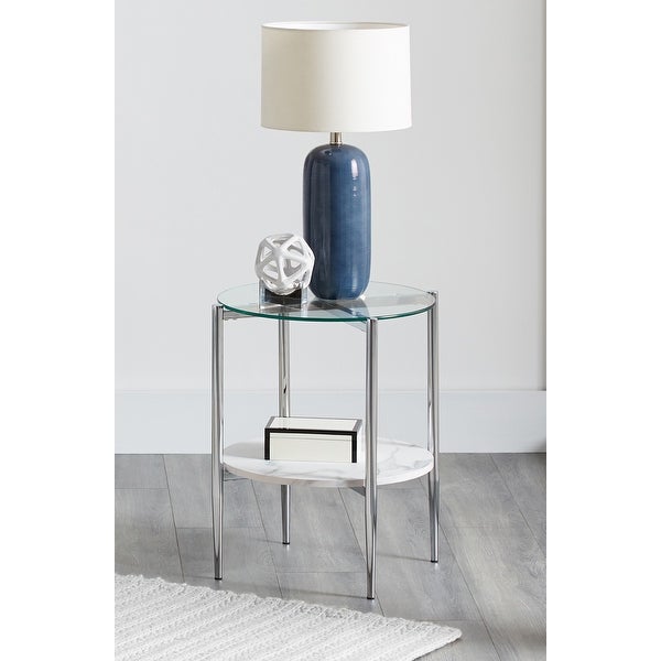 Coaster Furniture Cadee Clear and Chrome Round Glass Top End Table