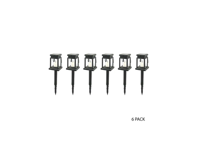 Alpine Solar Black Pathway Garden Stake with Hanging Candle Lantern - SCC422SLR-6-BK