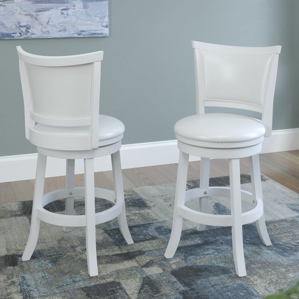 Copper Grove Vrlika White Counter Barstools with Leatherette Seats (Set of 2)