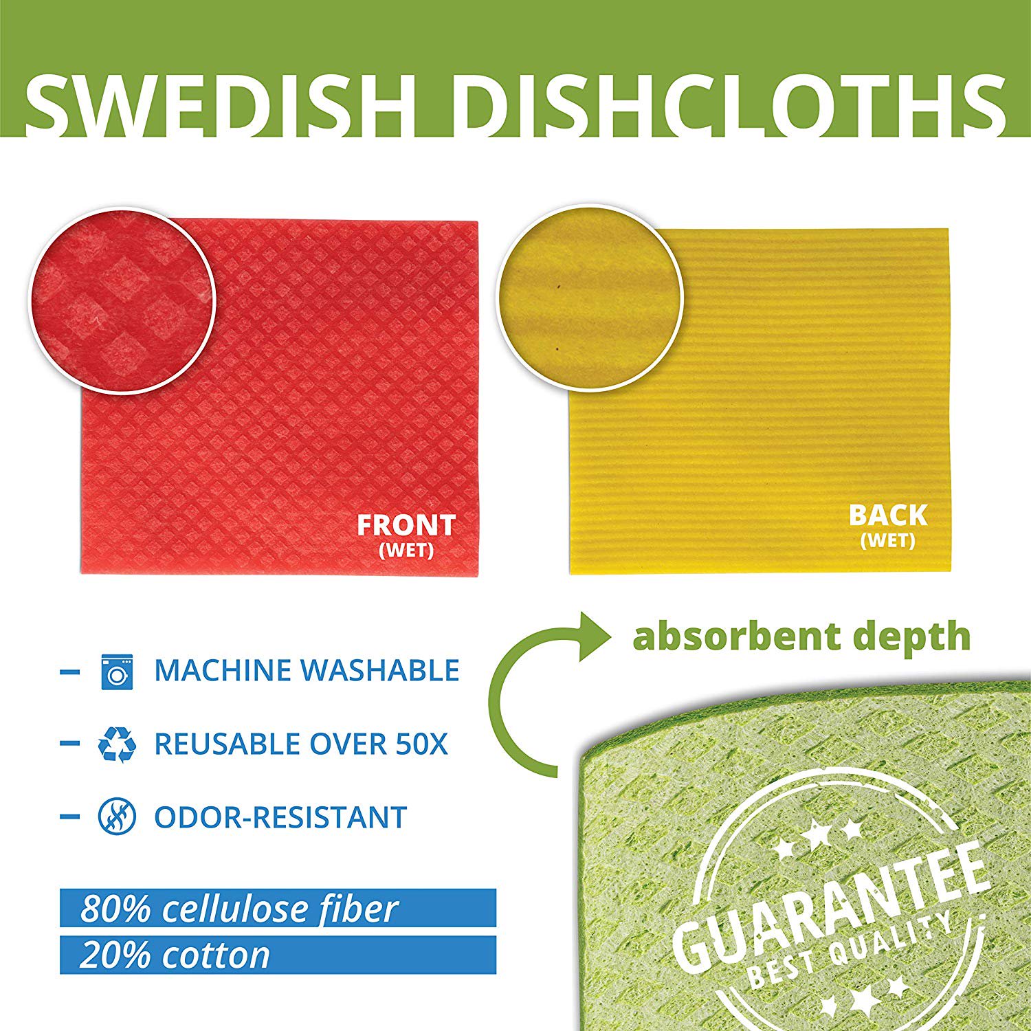 Homeries Swedish Dishcloth for Kitchen (Bulk Pack of 12) (Mixed， Dry)