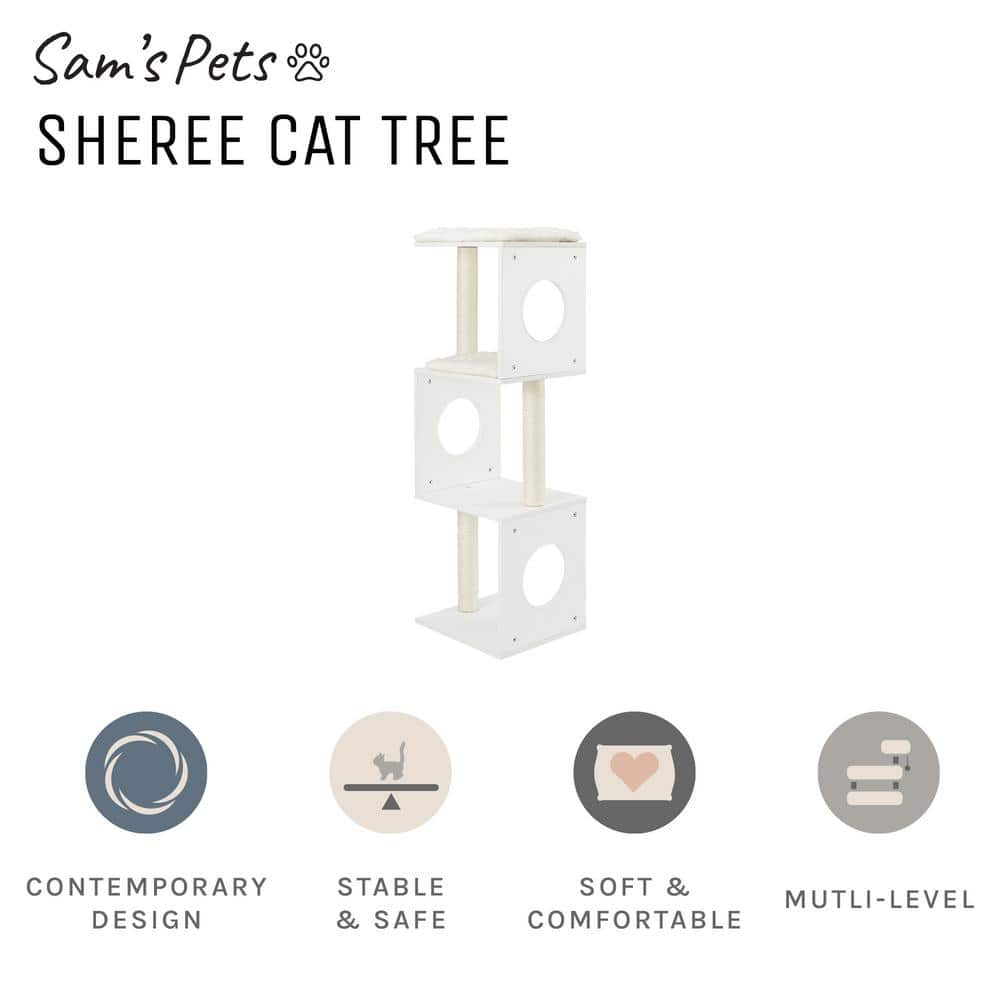 Sam's Pets Sheree 50 in. White Cat Tree SP-CT1297WH