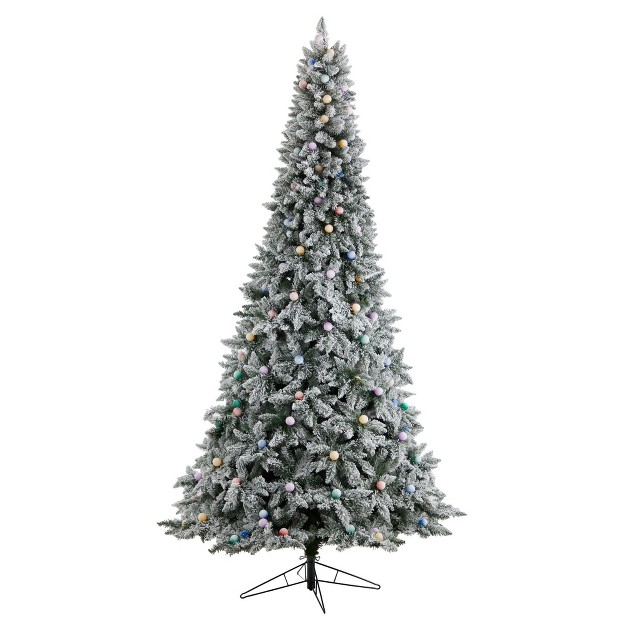 Nearly Natural 9.5-ft Flocked British Columbia Mountain Fir Artificial Christmas Tree