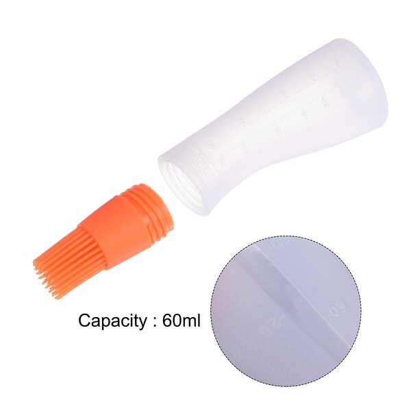 2pcs Silicone Oil Bottle Brush with Cap for Barbecue Cooking Baking， Orange