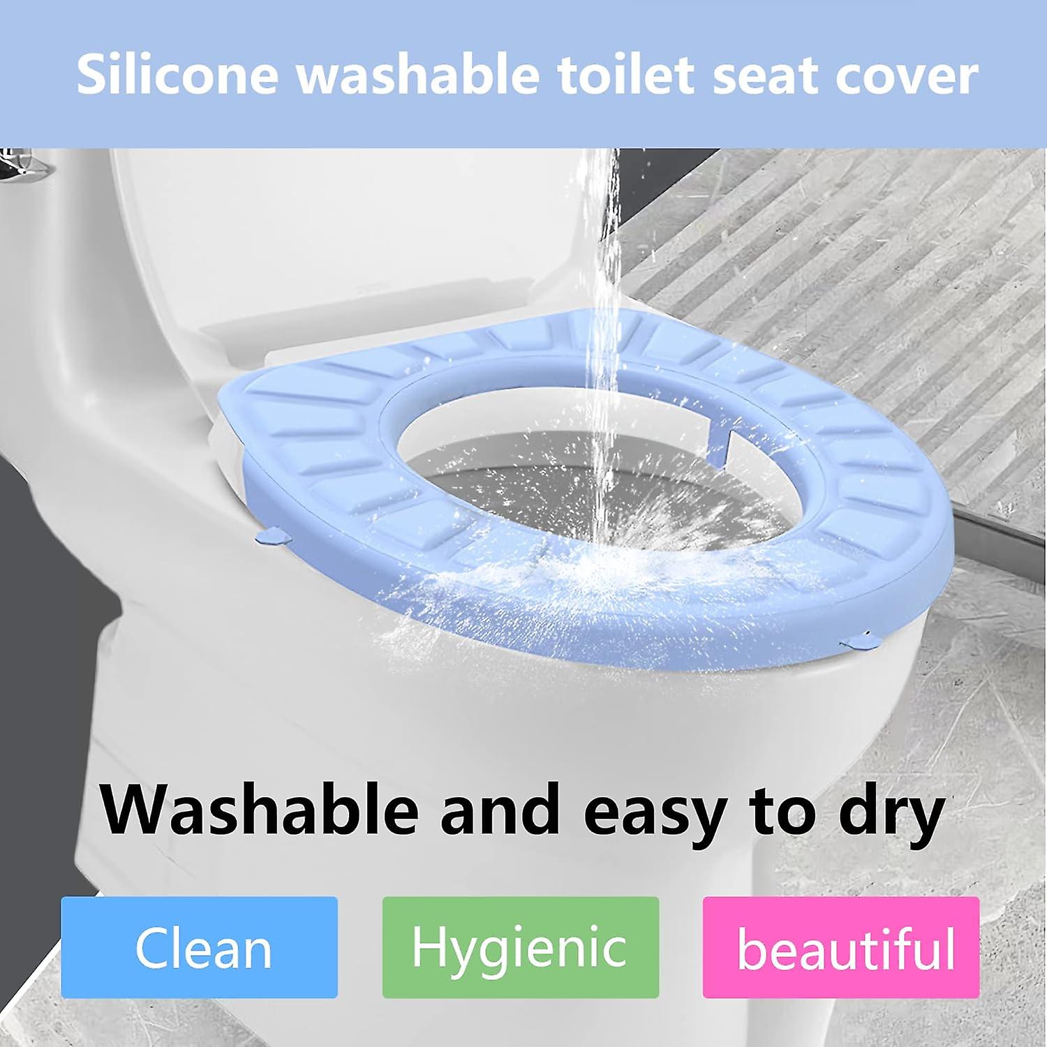 Silicone Toilet Seat Cover，toilet Seat Cushion，padded Toilet Seat，silicone Washable， Reusable And Durable，clean Without Bacterial Residue (blue)