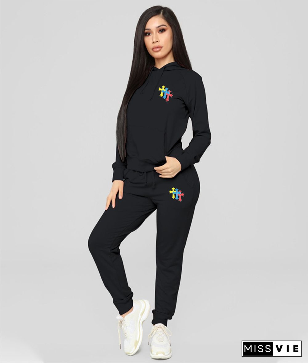 Casual Pullover Hoodies Sweatpants 2 Pieces Set