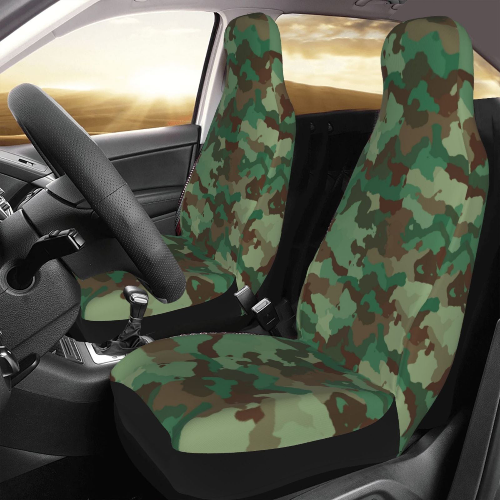 TEQUAN Front Seat Covers， Abstract Camouflage Texture Pattern 2 Piece Car Seat Cover Fit Most Car SUV Truck Van