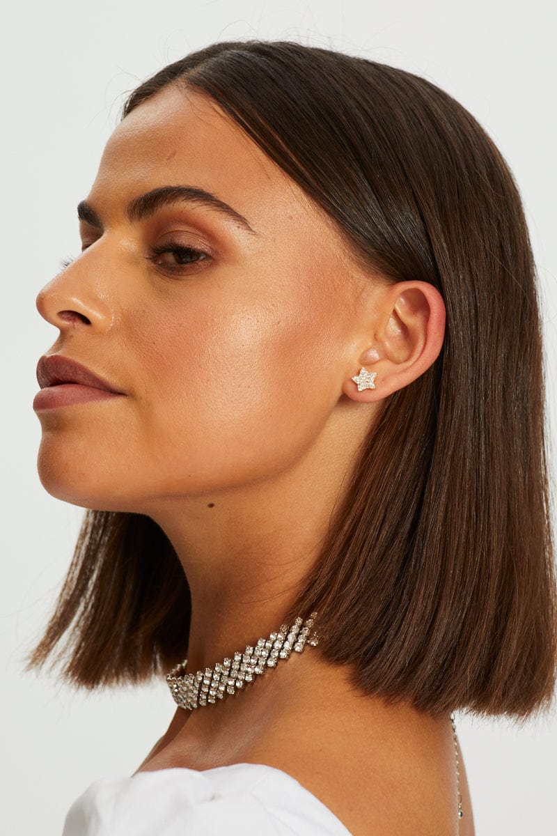 Metallic Star Crawler Earring