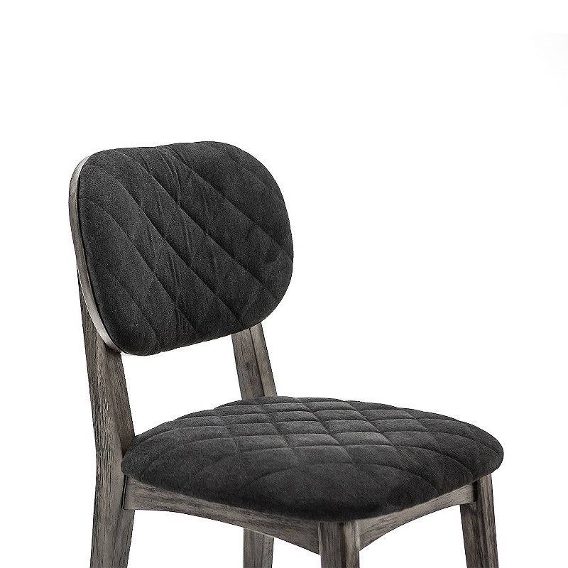 Diamond Stitched Back and Seat Dining Chair， Set of 2， Gray