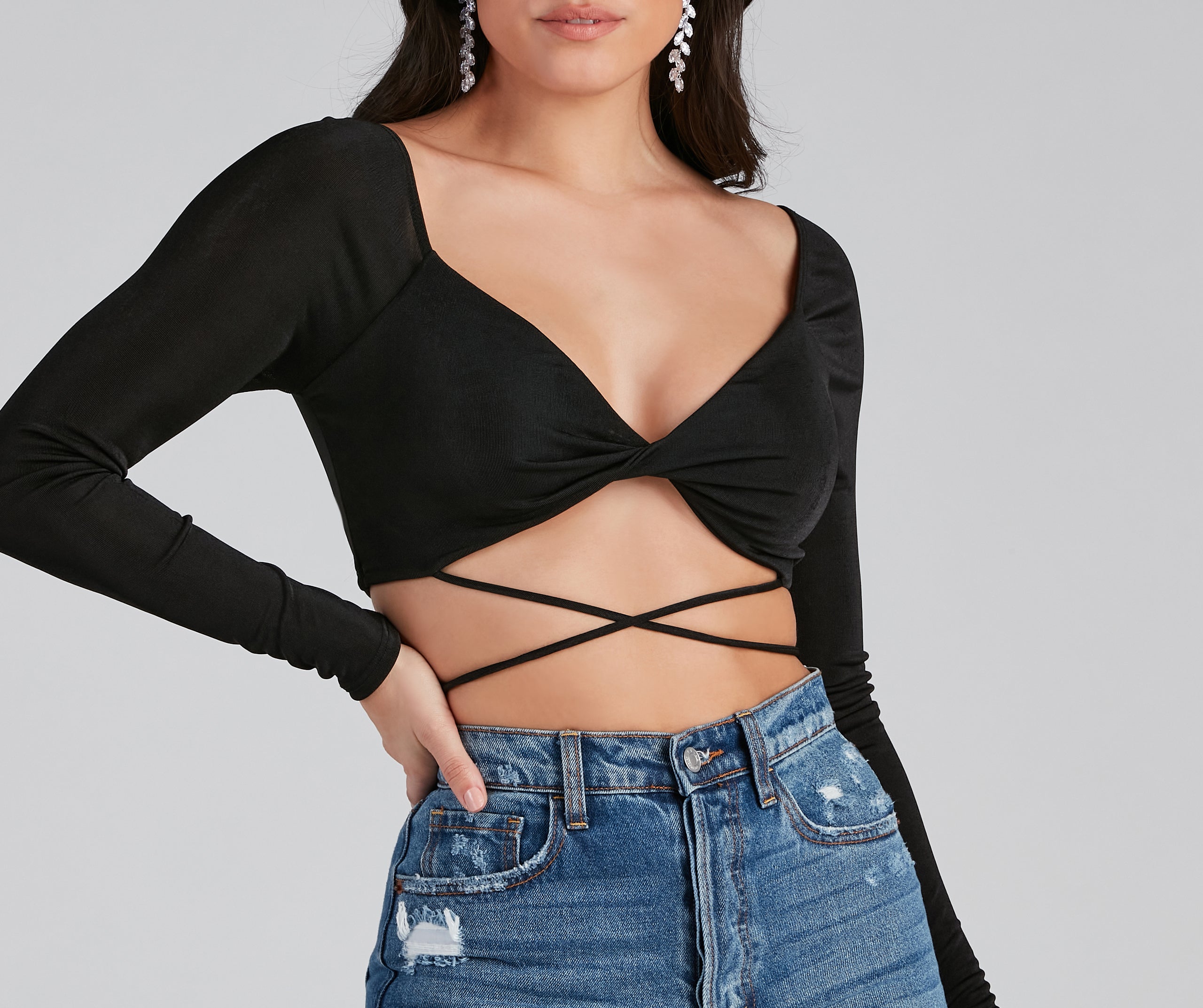 Your Moment Slinky Wrap Crop Top