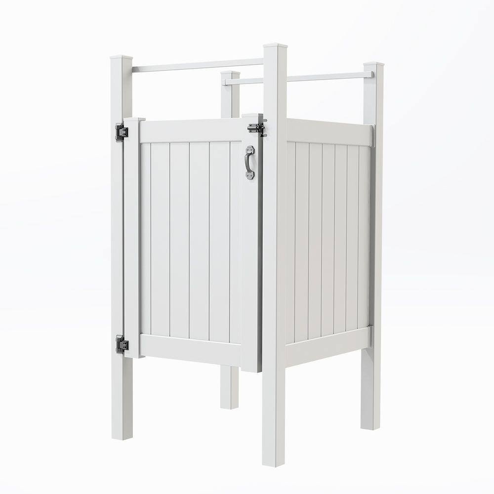 Barrette Outdoor Living 3.5 ft. W x 5 ft. H White Vinyl Outdoor Shower Stall Gate Kit (Unassembled) 73025338