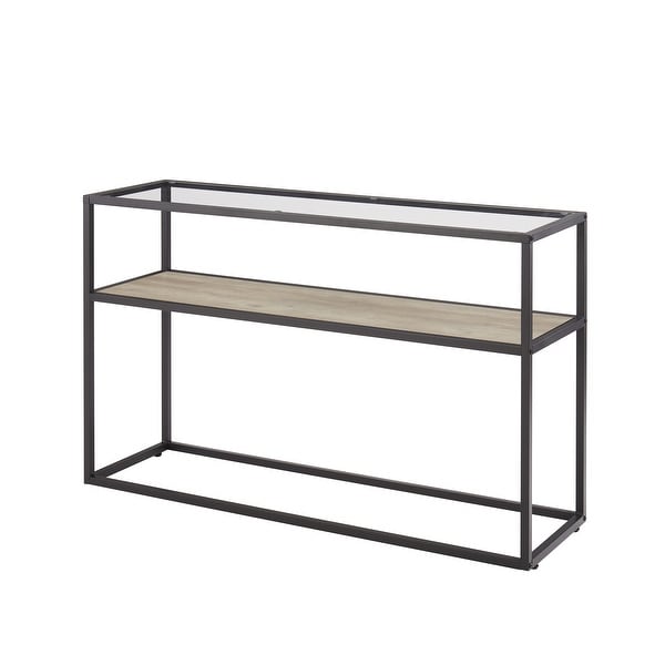 Glass Console Sofa Table Hallway Table Narrow Entryway Table 2 Shelves