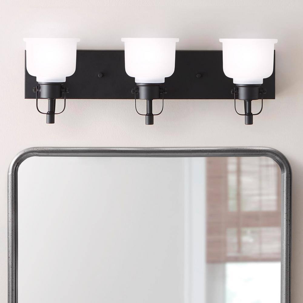 Home Decorators Collection Rockhill 22.07 in. 3-Light Black LED Vanity Light Dark LED 51779