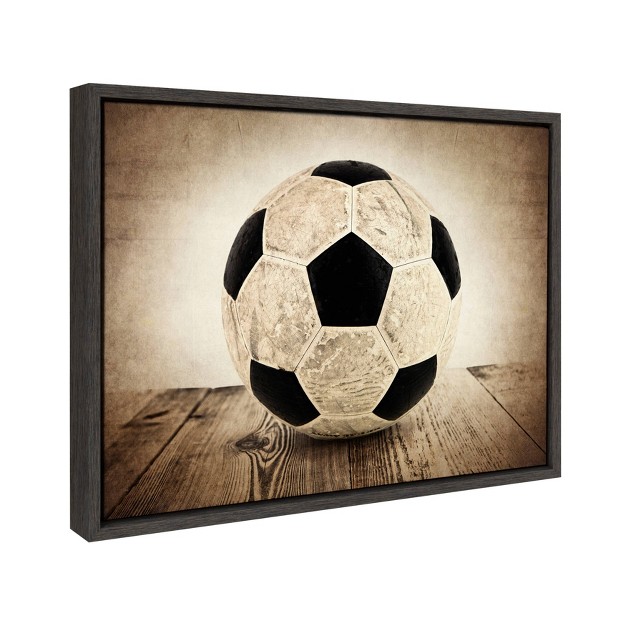 X 24 quot Sylvie Soccer On Wood Framed Canvas By Shawn St Peter Gray Designovation