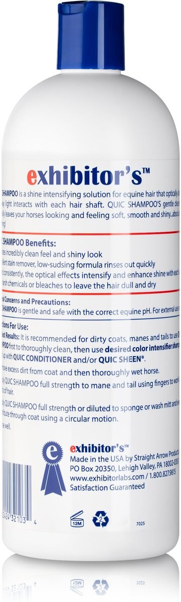 Exhibitor's Quic Shine Intensifier Dog， Cat and Horse Shampoo， 32-oz bottle