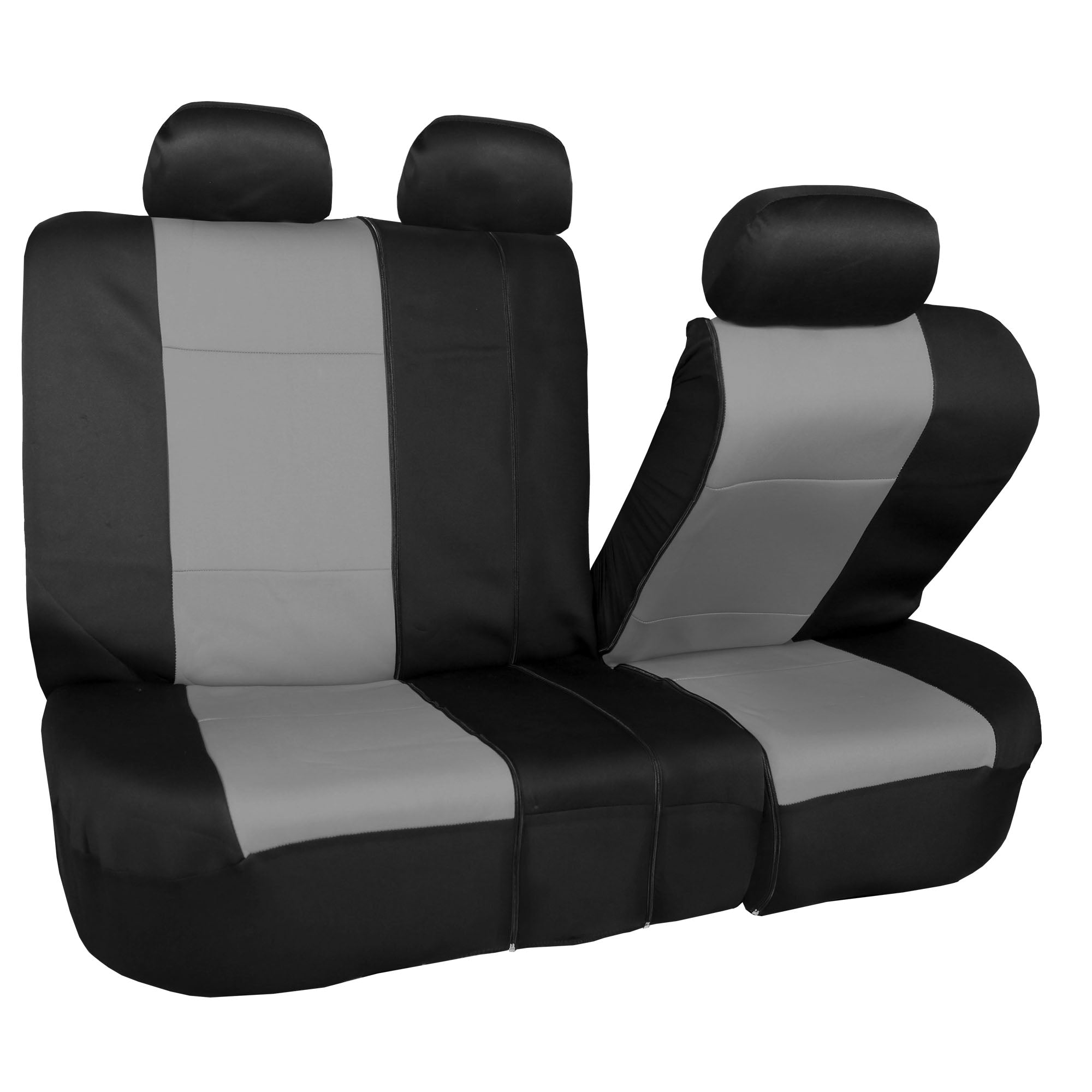 FH Group Neoprene Seat Covers for Auto Car Sedan SUV Van Full Set Gray Black with Free Air Freshener