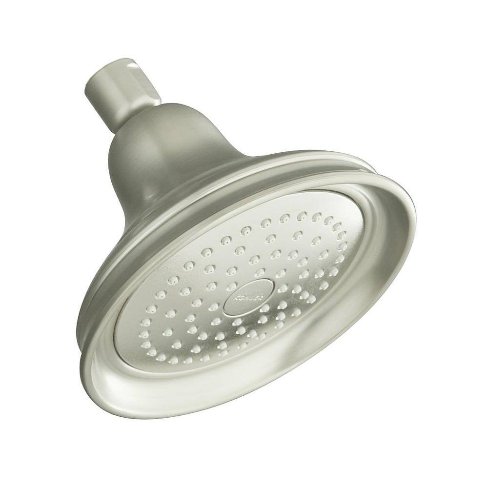 KOHLER Bancroft 1-Spray 5.5 in. Single Wall Mount Fixed Rain Shower Head in Vibrant Brushed Nickel K-10590-AK-BN