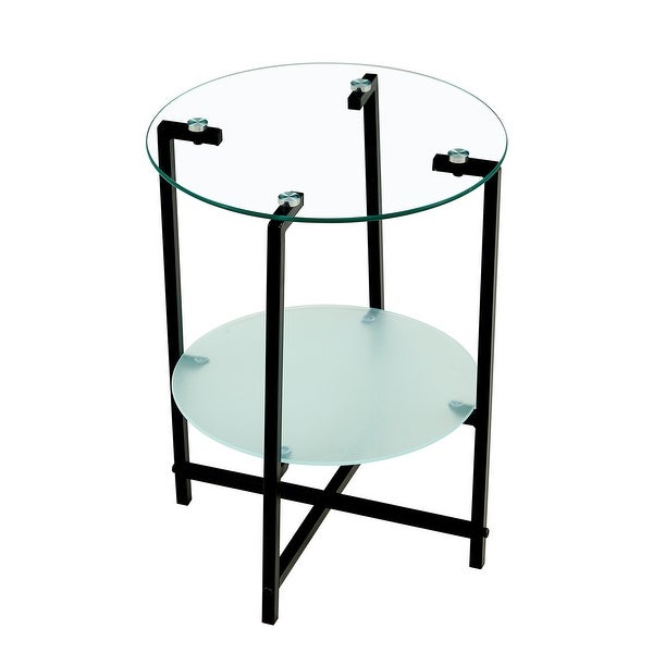 2 layer Tempered Glass End Table Round Coffee Table