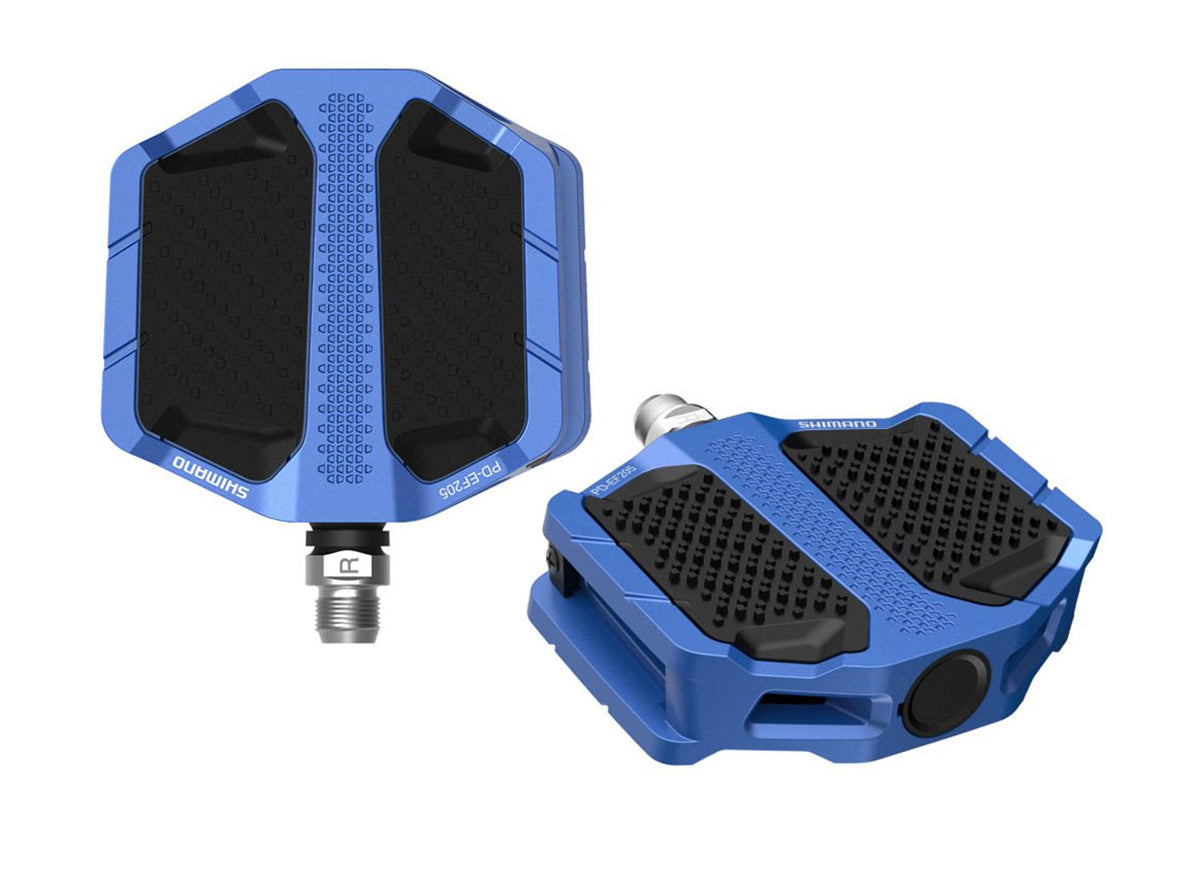 Shimano EF205 E-Bike Flat Pedals - Blue