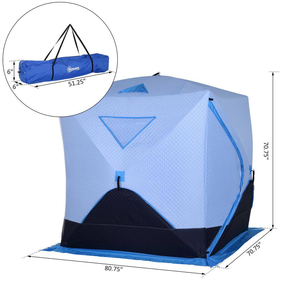 Outsunny Portable 2-4 Person Pop-Up Ice Shelter Insulated Ice Fishing Tent with Ventilation Windows and Carry Bag AB1-003