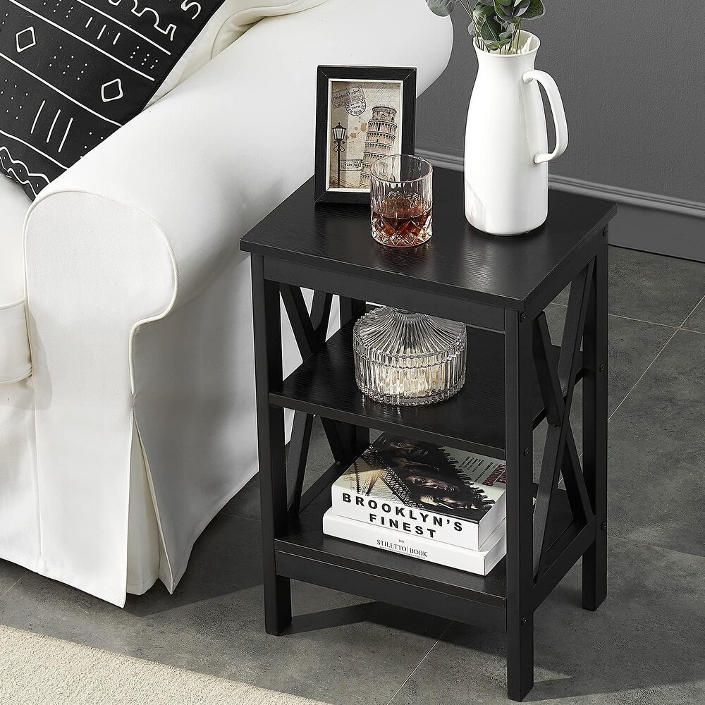 VECELO Modern Nightstand with 3 tier Storage Shelves