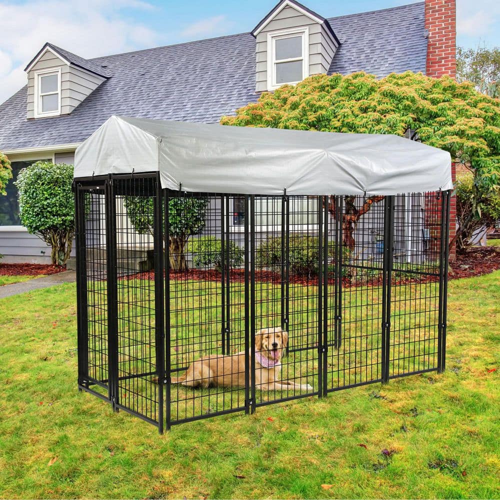 Tatayosi 6.9 ft. x 3.3 ft. x 5.6 ft. Dog Kennel Outdoor UV-Resistant Oxford Cloth Roof Coverage Area 0.000419 Acres J-H-W104151798