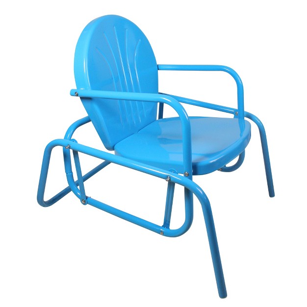 Northlight Outdoor Retro Metal Tulip Glider Patio Chair Sky Blue