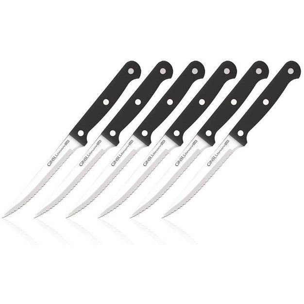 Ginsu Kiso Dishwasher Safe 6pc Steak Knife Set Black