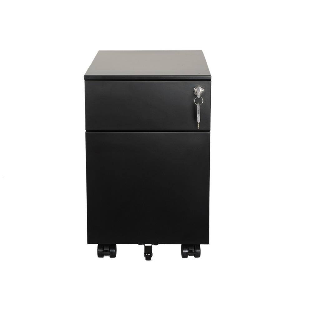 cadeninc Black Mobile Metal File Cabinet with 2-Drawer and Lock Fully Assembled SIN-LQW1-2406