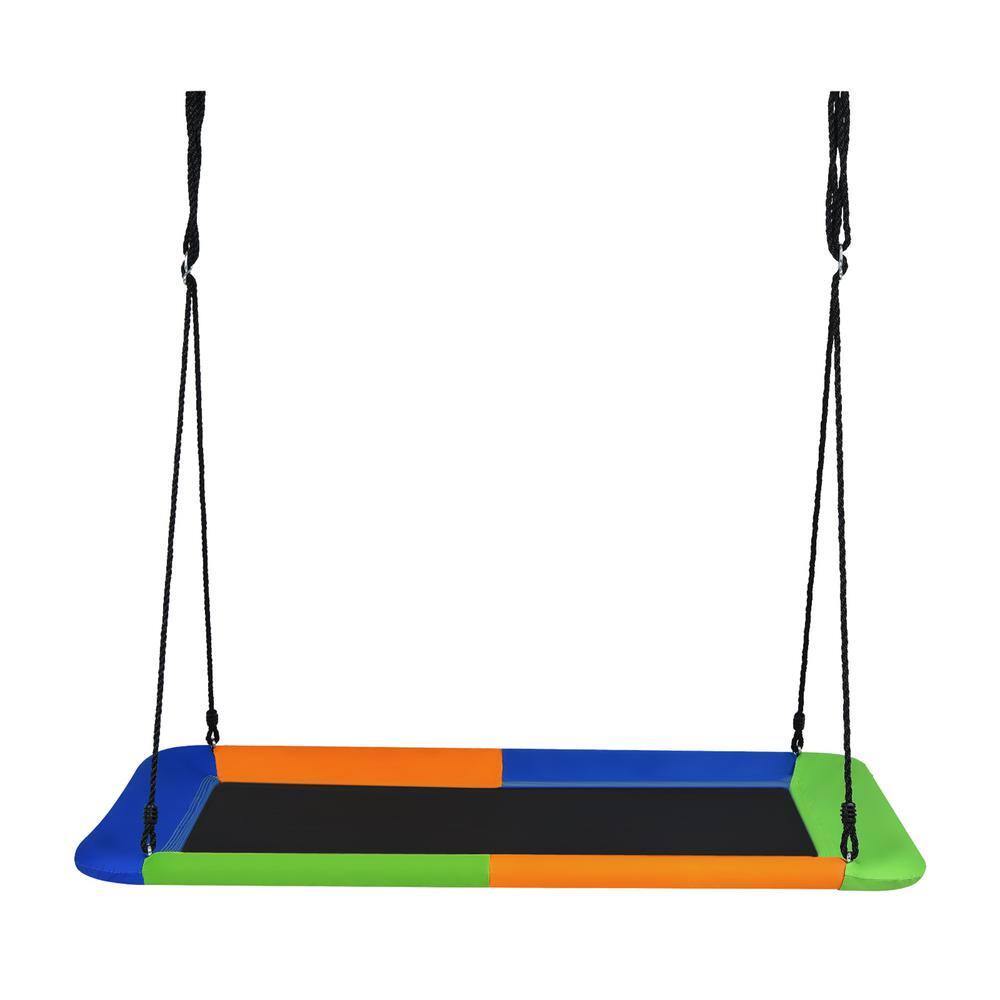 Gymax 60 in. Blue Orange and Green Kids Giant Tree Rectangle Swing 700 lbs. wAdjustable Hanging Ropes GYM08277