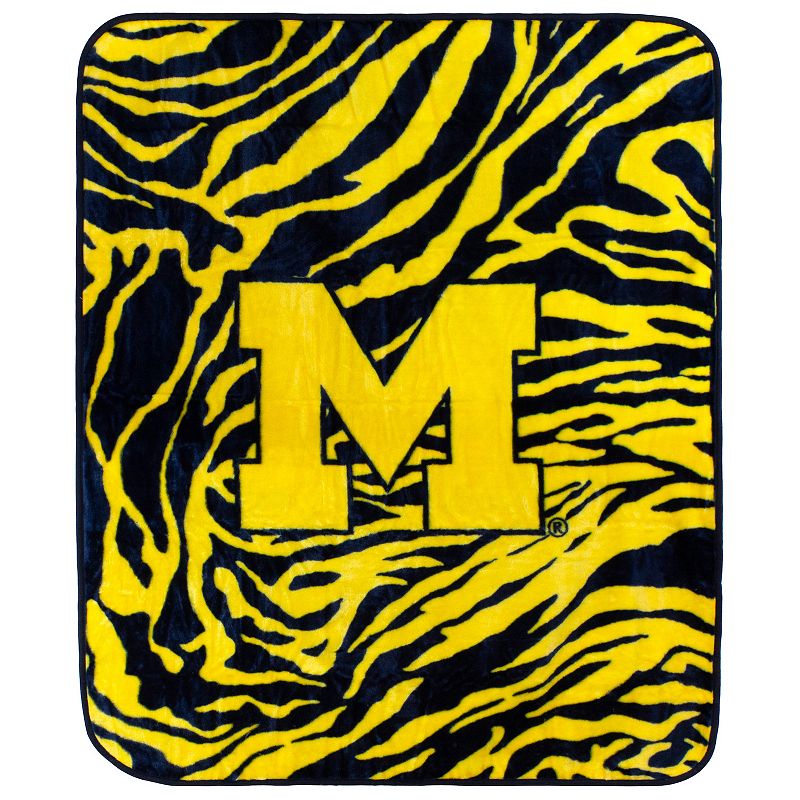 NCAA Michigan Wolverines Soft Raschel Throw Blanket