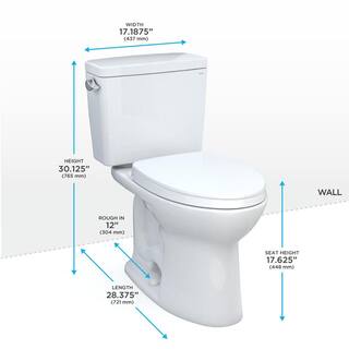 TOTO Drake Modern 2-Piece 1.28 GPF Single Flush Elongated ADA Comfort Height Toilet in Cotton White SoftClose Seat Included MS776124CEFG#01