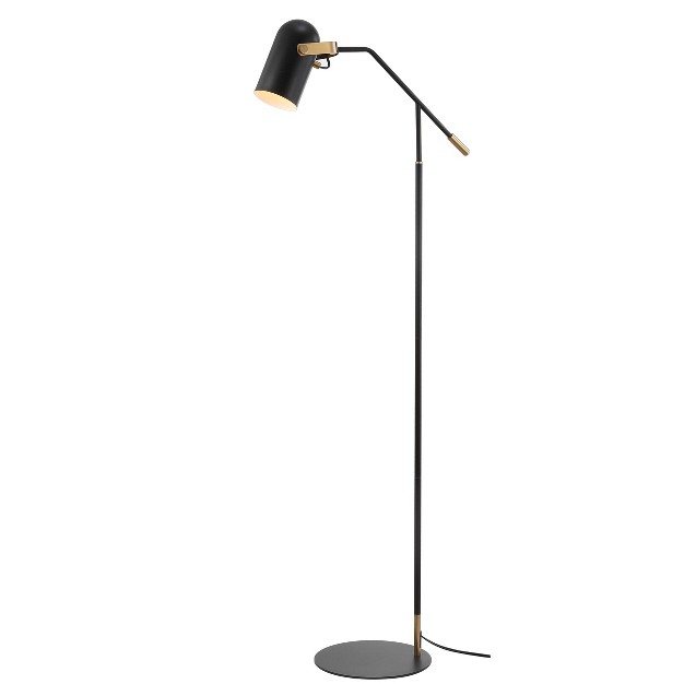 Metal Eugenio Floor Lamp includes Led Light Bulb Black Jonathan Y