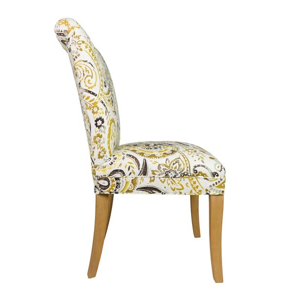 Sole Designs Mustard/White Wood/Fabric Roll-back Spring Seating Upholstered Dining Chair (Set of 2)