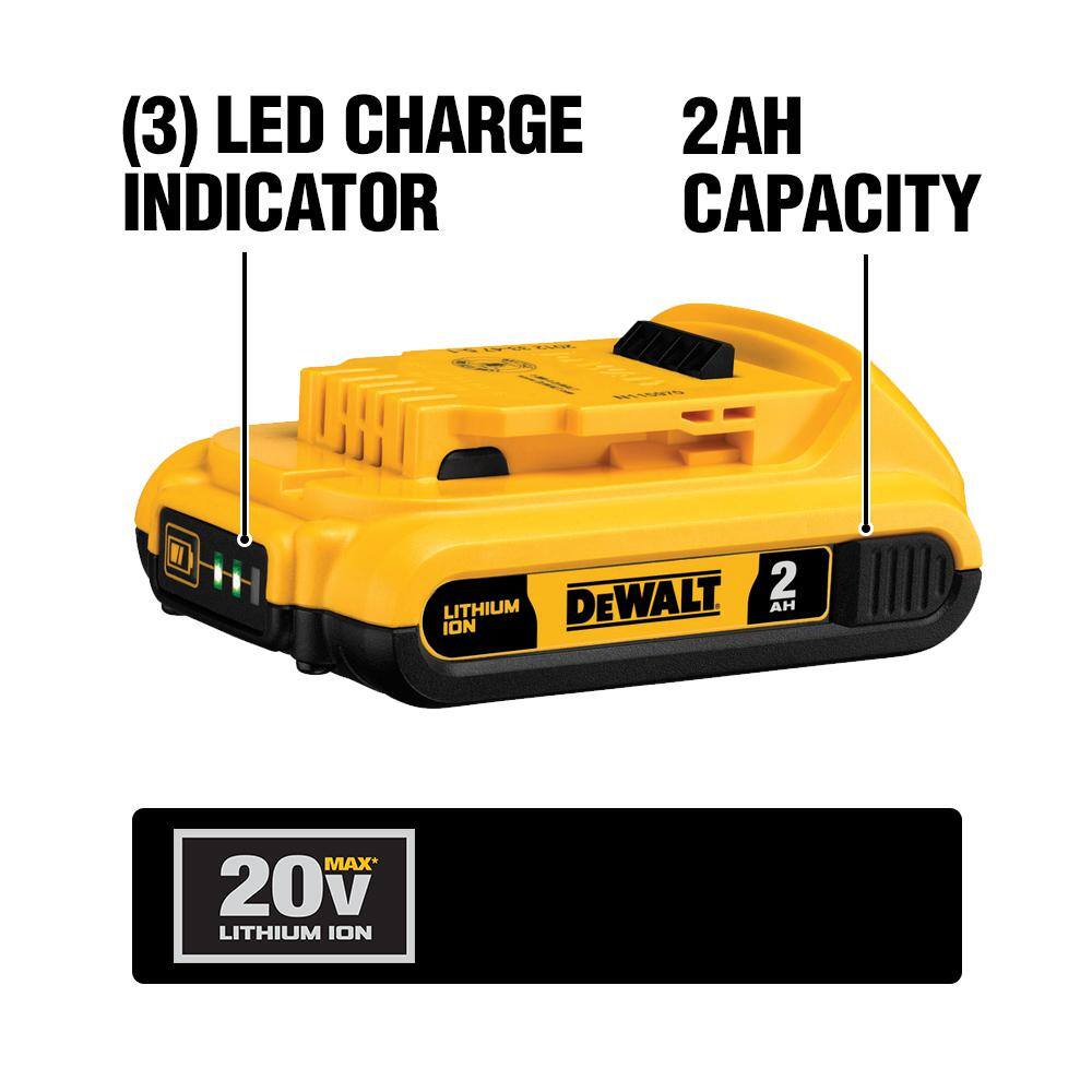 DW 20V MAX Cordless Reciprocating Saw with 20V MAX Compact Lithium-Ion 2.0Ah Battery DCS380BW203