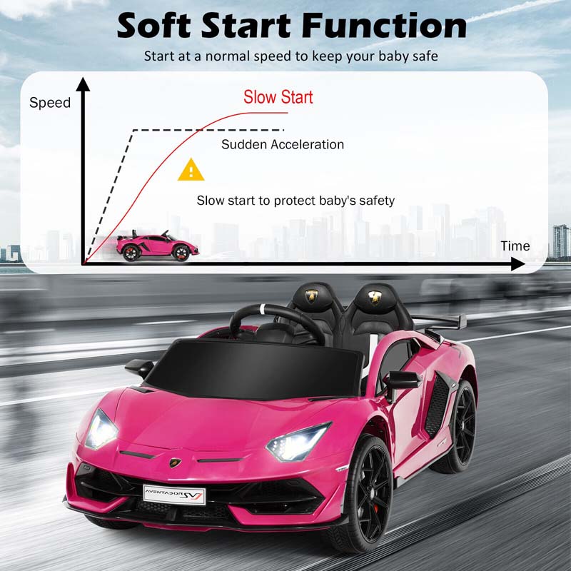 Licensed Lamborghini SVJ Kids Ride-On Car, 12V Battery Powered Sports Car Toy with Trunk & Remote