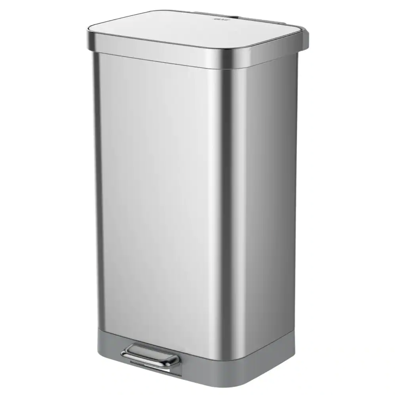 Glad 20 Gal. All Stainless Steel Step-On Large Metal Kitchen Trash Can with Clorox Odor Protection and Soft-Closing Lid