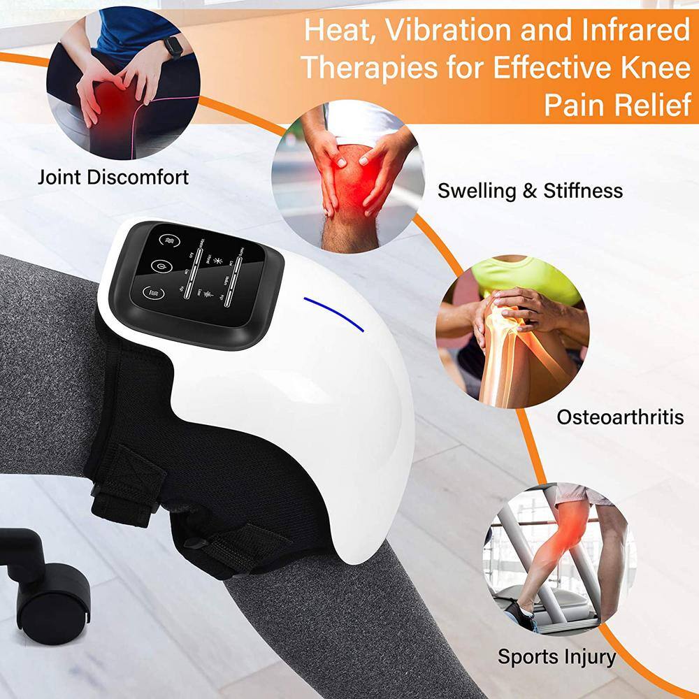 Aoibox Rechargeable Cordless Knee Massager with LED Screen Infrared Heat for Knee Joint Pain Injury Swelling and Stiffness SNMX5404