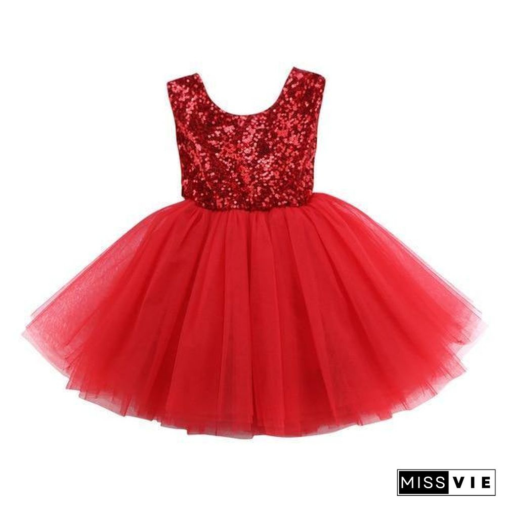 Princess Kids Baby Dress For Girls Fancy Wedding Dress Sleeveless Sequins Party Birthday Baptism Dress For Girl Summer Dresses