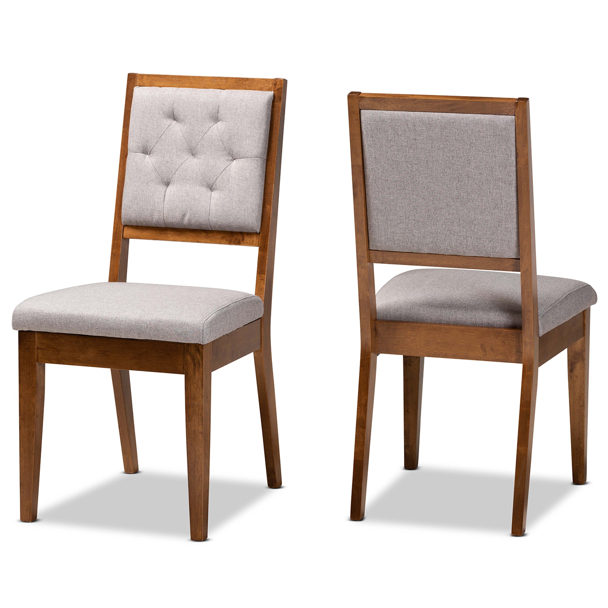 Baxton Studio Gideon Dining Chair， Set of 2， Grey and Walnut Brown